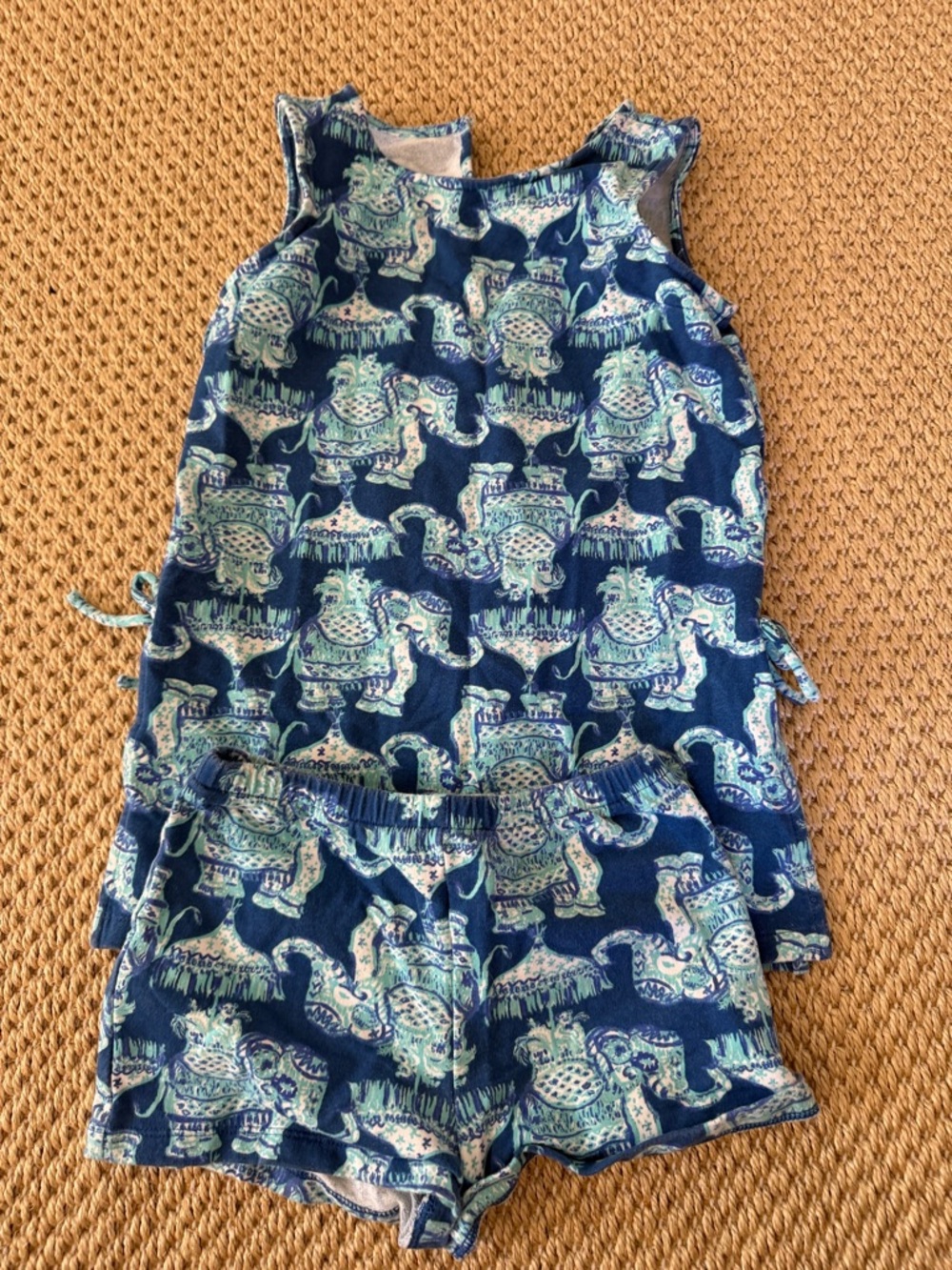 Lilly Pulitzer Navy Blue Elephant Print Kids Matching Set size 4/5